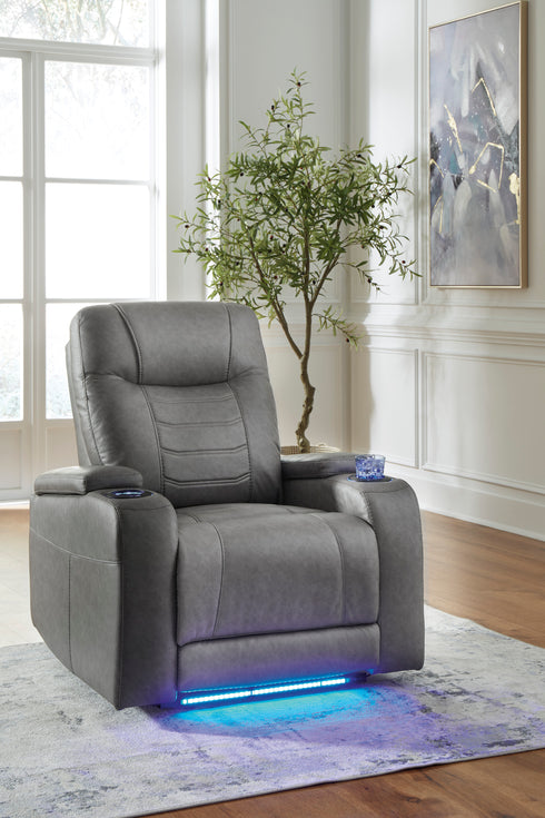 Schooner Rocks Slate Power Recliner w/ Adjustable Headrest