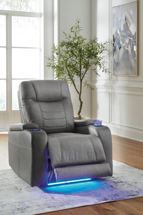 Schooner Rocks Slate Power Recliner w/ Adjustable Headrest