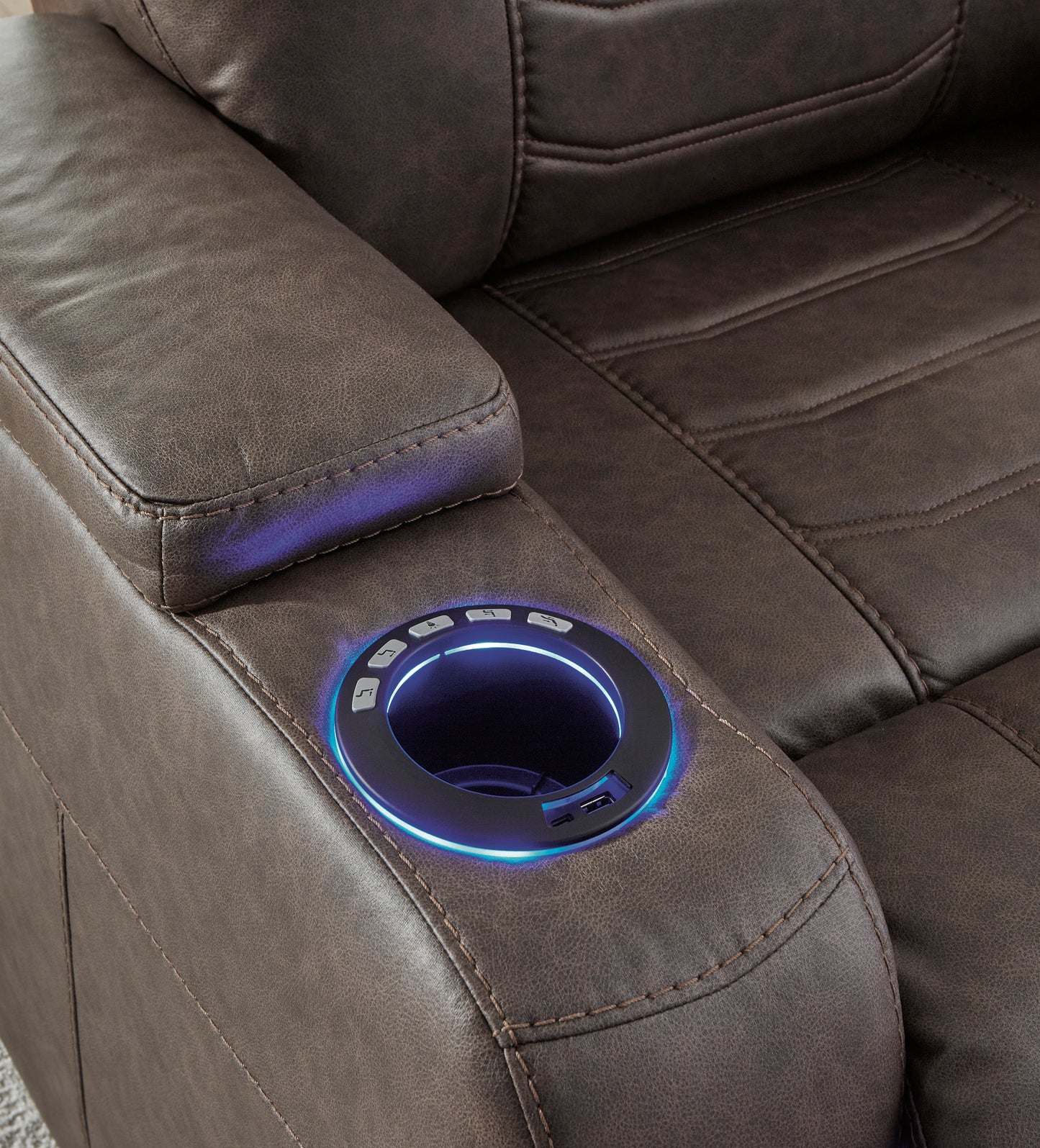 Schooner Rocks Umber Power Recliner w/ Adjustable Headrest