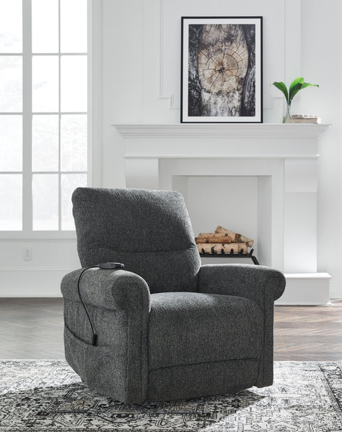 Aureta Charcoal Power Lift Recliner w/ Heat & Massage