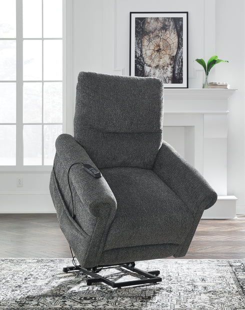 Aureta Charcoal Power Lift Recliner w/ Heat & Massage