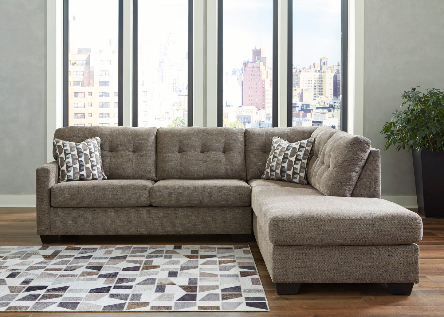 Mahoney Chocolate Full Sleeper Sectional w/ RAF Chaise