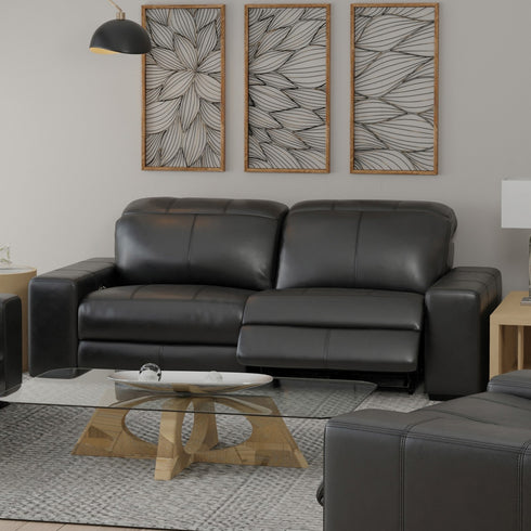 Ferrara Black Zero Gravity Power Reclining Sofa w/ ADJ Headrest