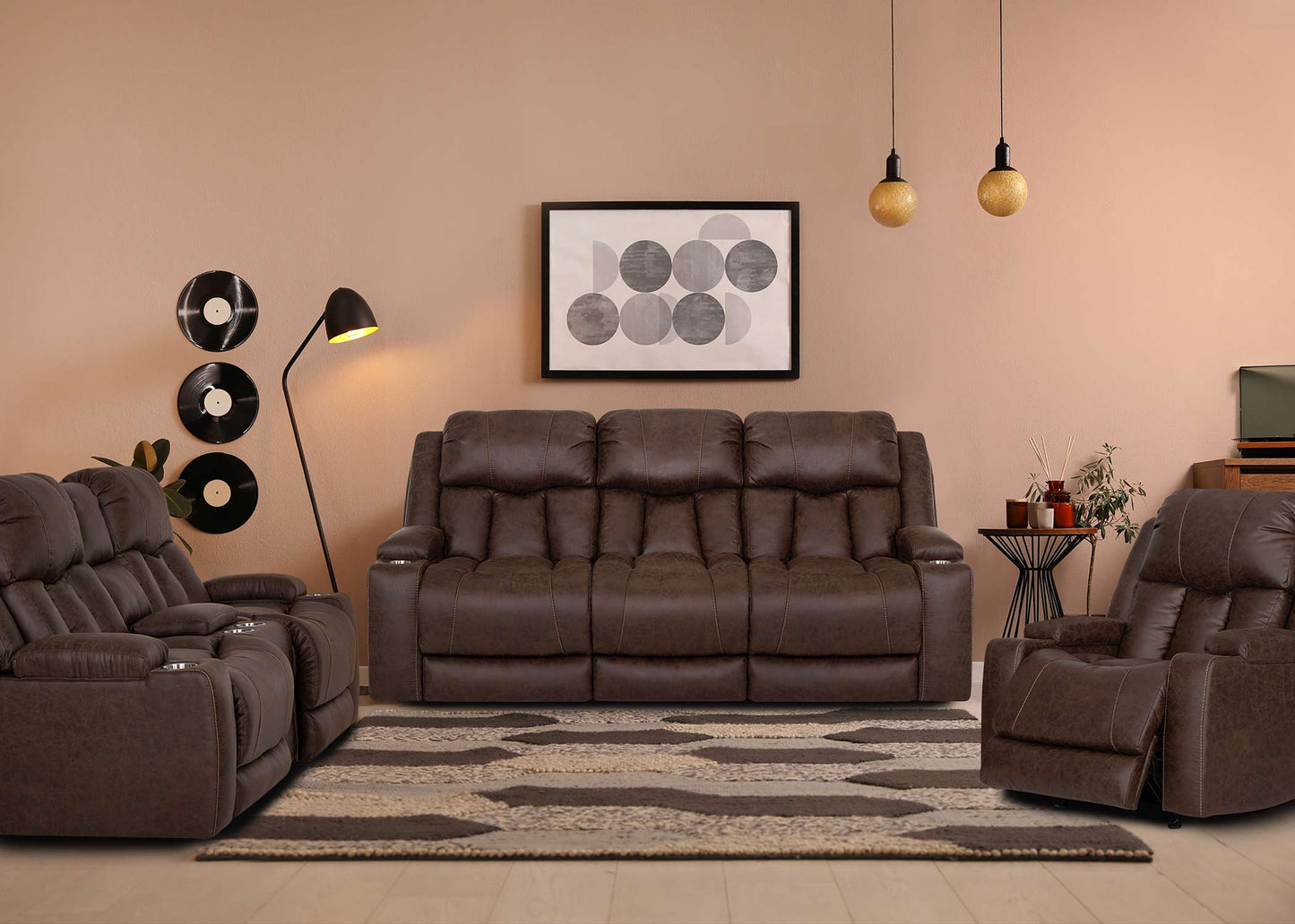 Denali Espresso Power Reclining Sofa & Loveseat w/Massage