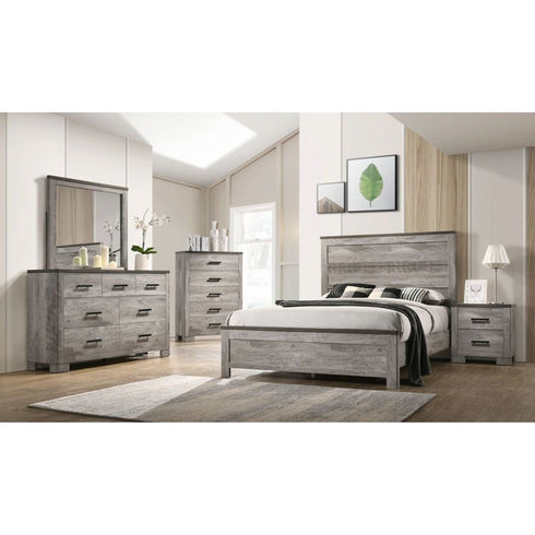 Millers Cove Two-Tone Grey Bed, Dresser & Mirror