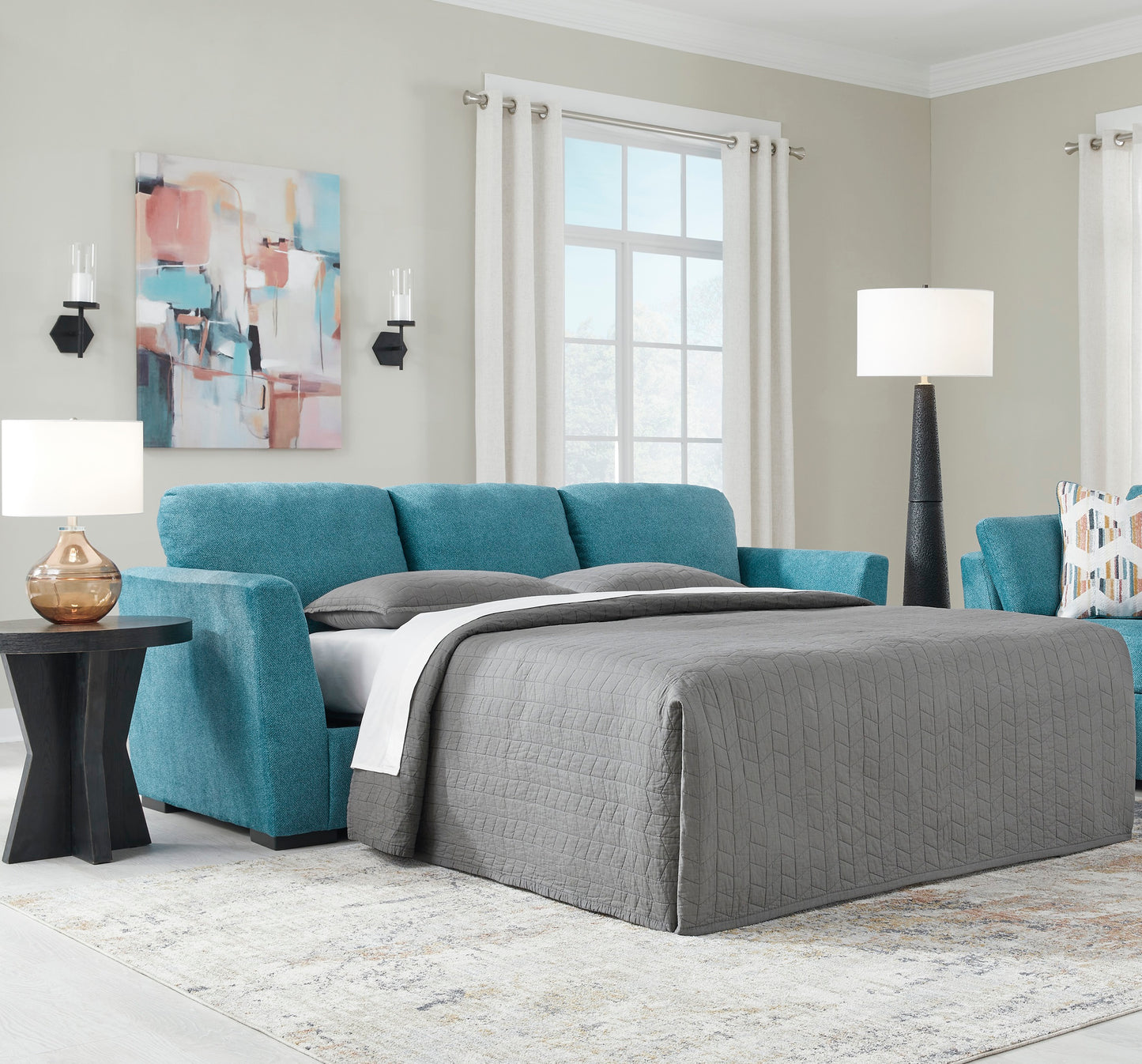 Keerwick Teal Queen Sleeper Sofa