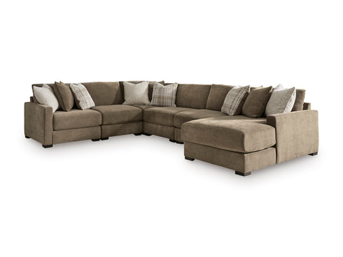 Camellia Court Coffee 6 Piece RAF Chaise Sectional