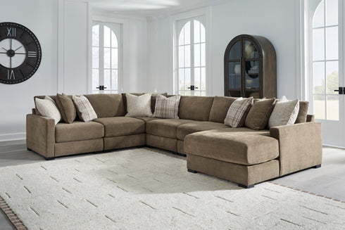 Camellia Court Coffee 6 Piece RAF Chaise Sectional