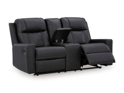 Mackmenville Carbon Reclining Loveseat w/ Console