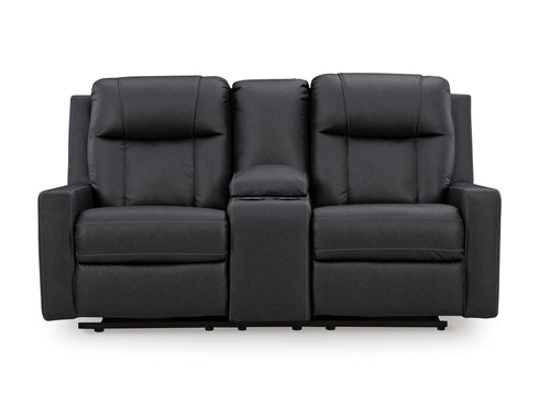 Mackmenville Carbon Reclining Loveseat w/ Console