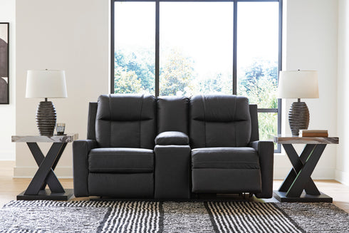 Mackmenville Carbon Reclining Loveseat w/ Console