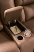 Mackmenville Caramel Reclining Loveseat w/ Console