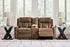 Mackmenville Caramel Reclining Loveseat w/ Console
