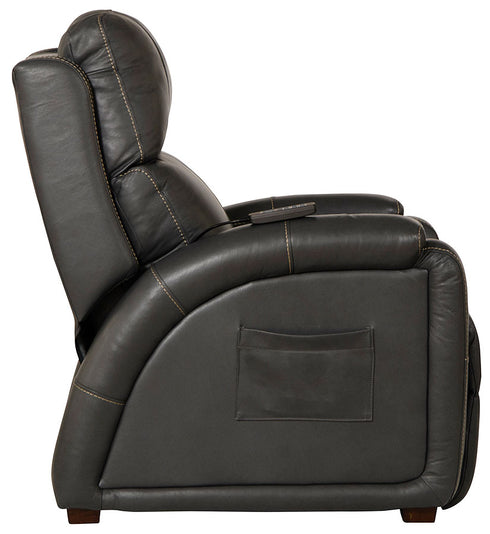 Reliever Gunmetal Power Lay Flat Recliner with Massage and Zero G Recline