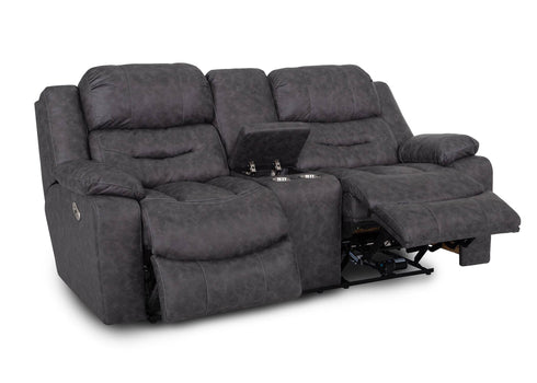 Decker Easter Slate Reclining Loveseat with Console