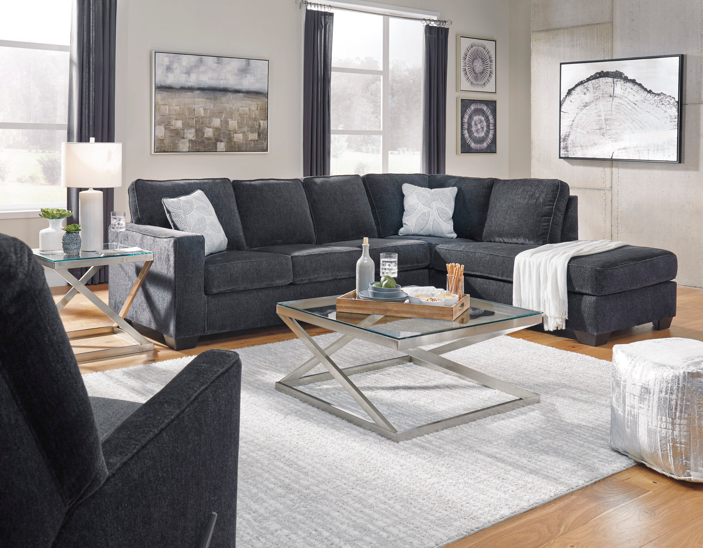 Altari Slate Full Sleeper Sectional w/ RAF Chaise