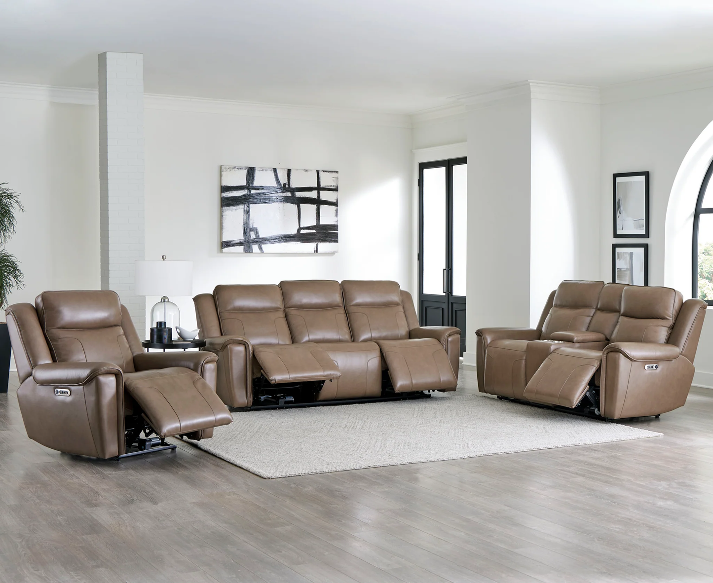 Atlantis Smooth Latte Power Zero Gravity Sofa & Loveseat