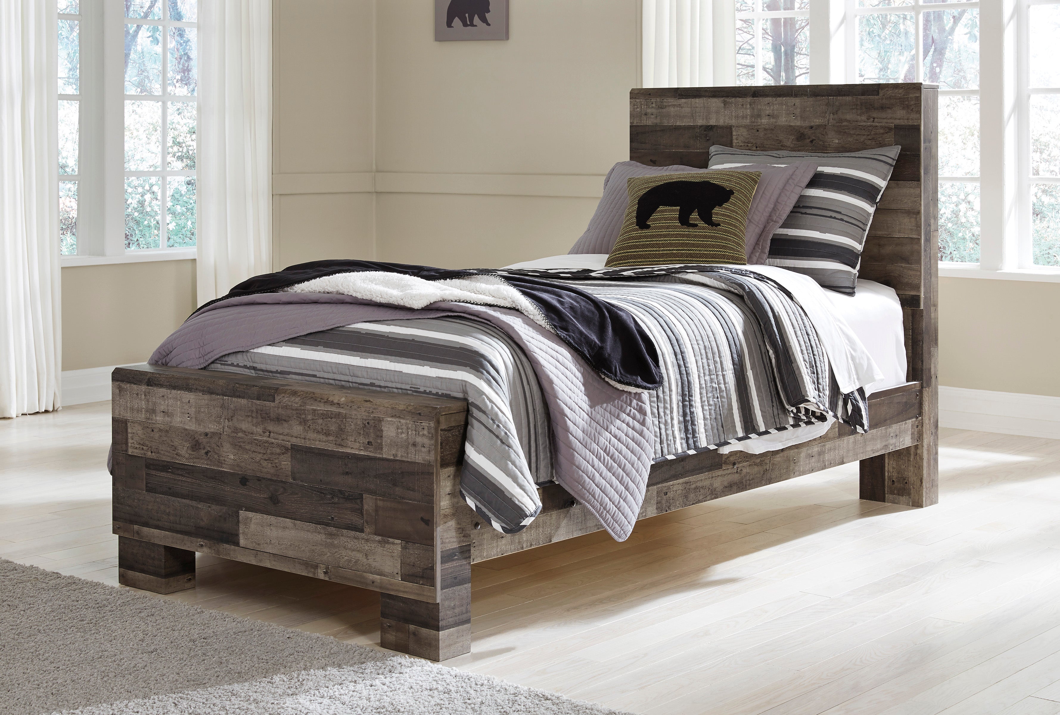 Derekson Panel Bed - Multi Gray