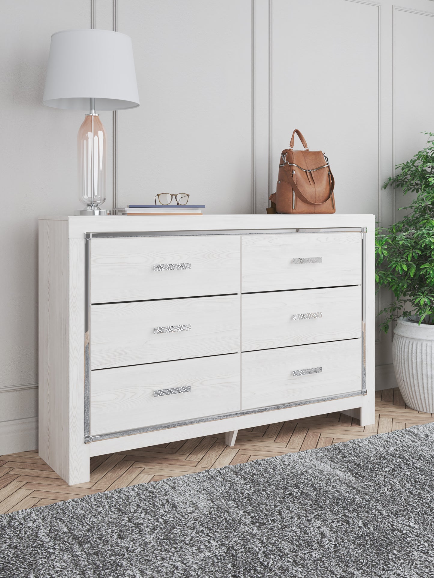 Altyra White Dresser & Mirror