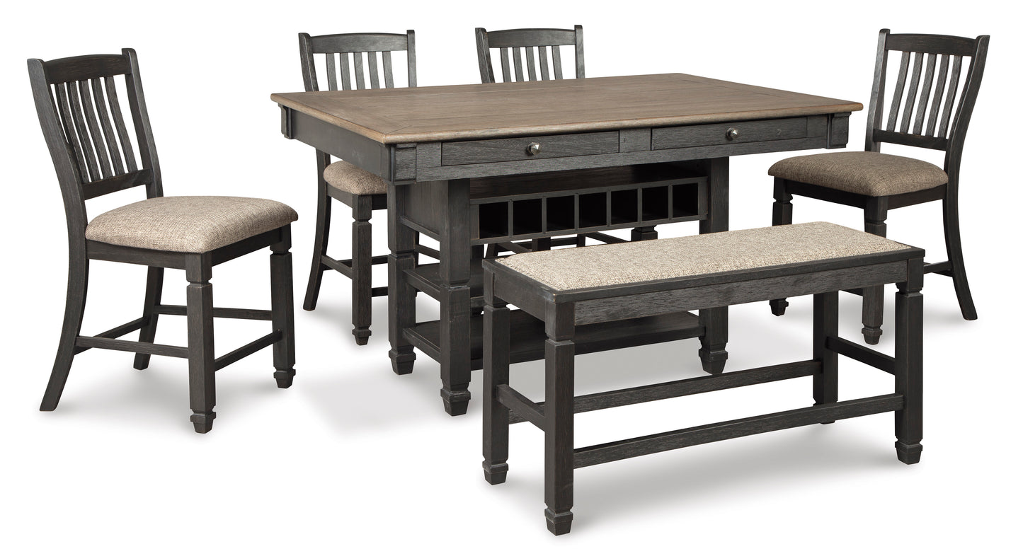 Tyler Creek Black/Gray 6 Piece Counter Height Dining Set