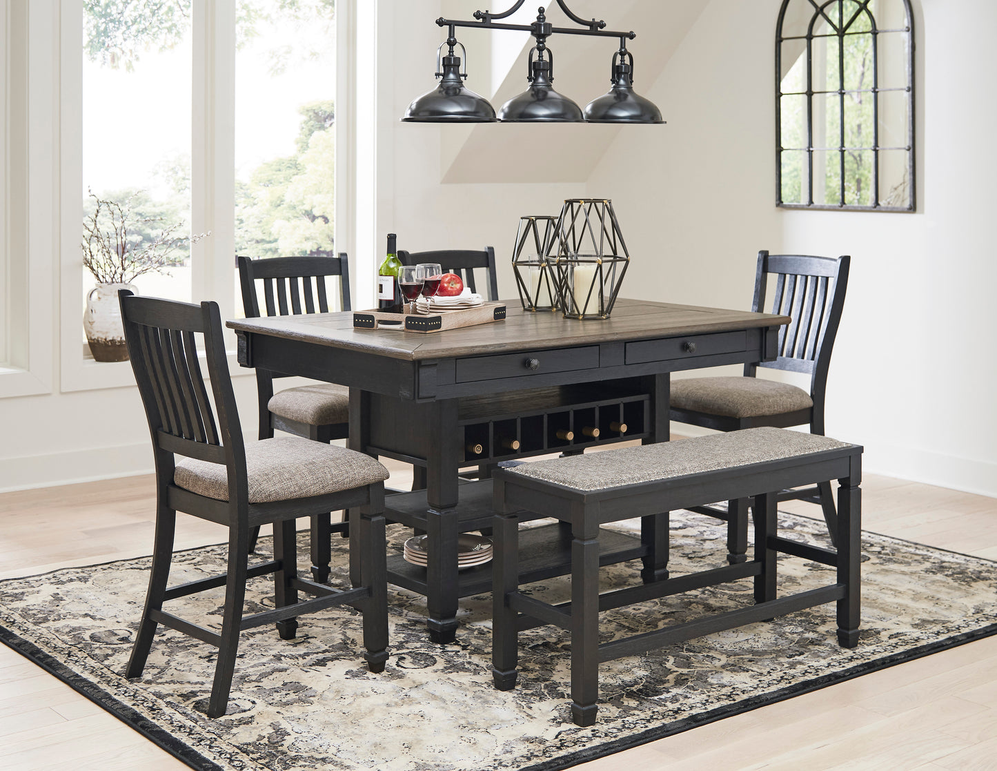 Tyler Creek Black/Gray 6 Piece Counter Height Dining Set