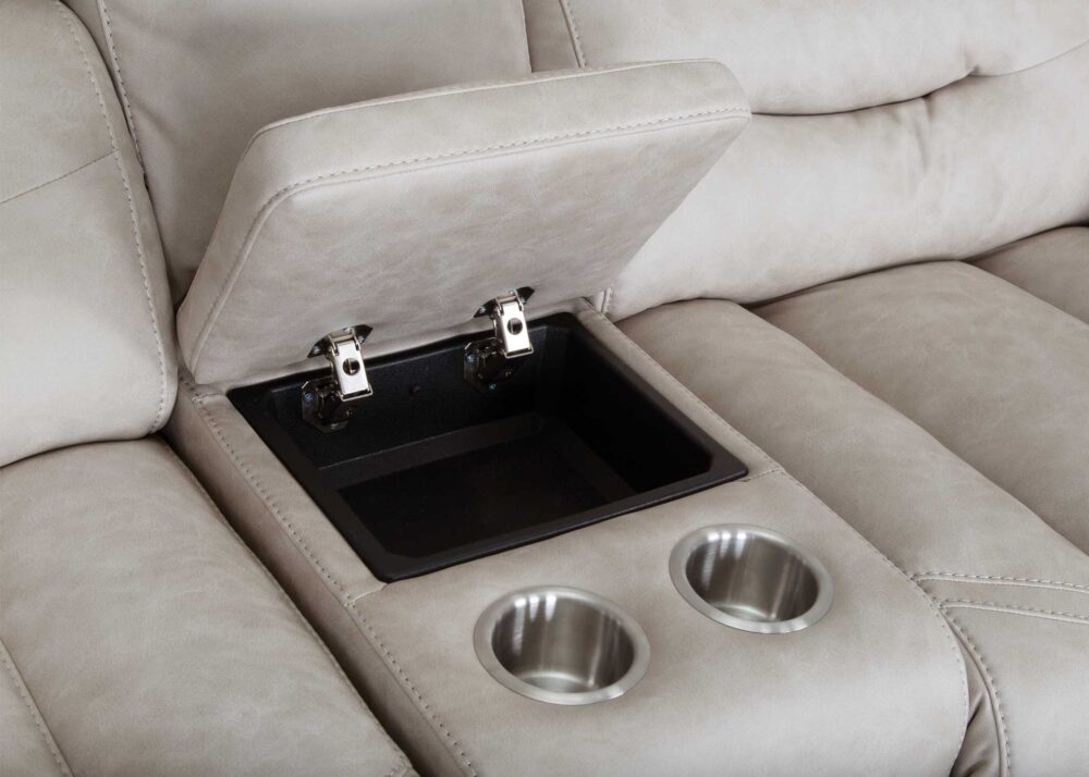 Decker Easter Buff Reclining Loveseat with Console