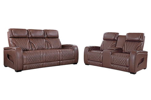 Cosmo Tuscany Cinnamon Power Reclining Sofa & Loveseat