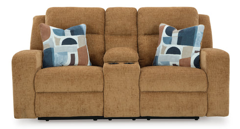 Kanlow Honey Reclining Loveseat w/ Console