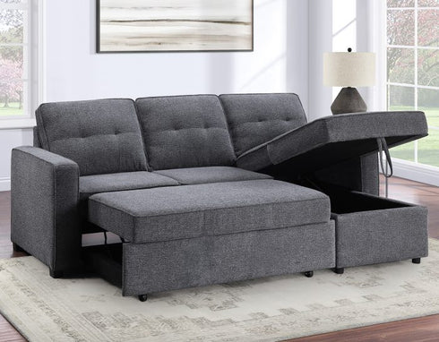 Noah Flippable Convertible Storage Gray Sofa Sleeper