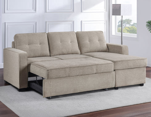 Noah Flippable Convertible Storage Tan Sofa Sleeper