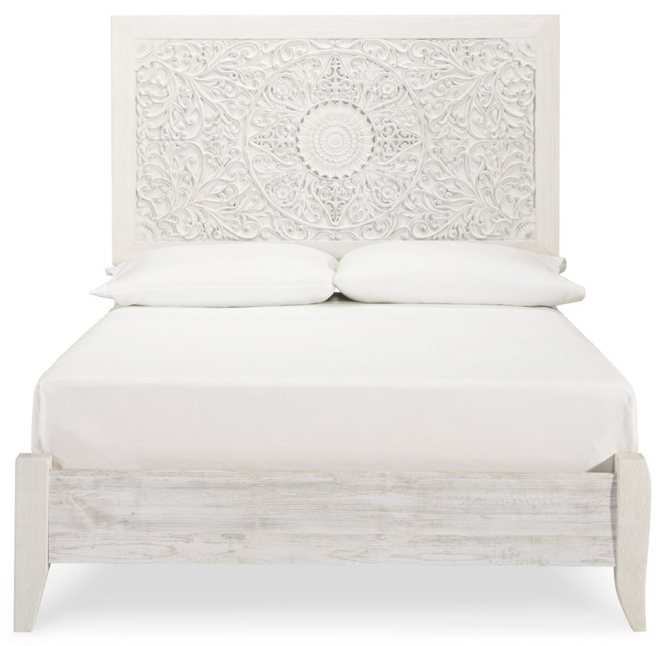 Paxberry Whitewash Twin Bed, Dresser & Mirror