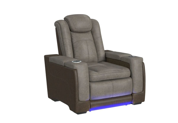 Lantana Rocky Grey/Brown Power Recliner w/ Power Headrest
