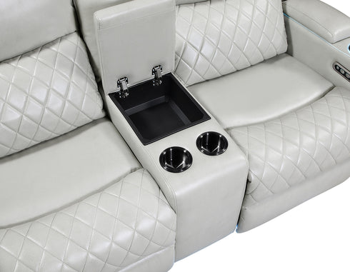 Luna Ice Power Reclining Loveseat w/ Console & Bluetooth Audio