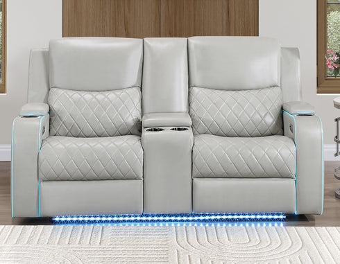 Luna Ice Power Reclining Loveseat w/ Console & Bluetooth Audio
