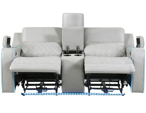 Luna Ice Power Reclining Loveseat w/ Console & Bluetooth Audio