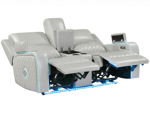 Luna Ice Power Reclining Loveseat w/ Console & Bluetooth Audio