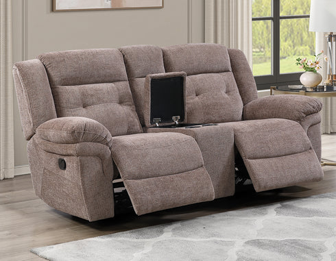 Sydney Brown Gliding Reclining Loveseat w/ Console