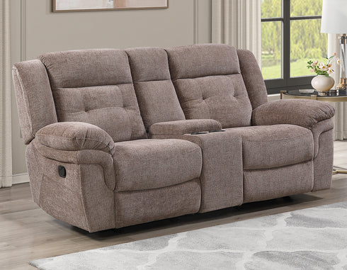 Sydney Brown Gliding Reclining Loveseat w/ Console