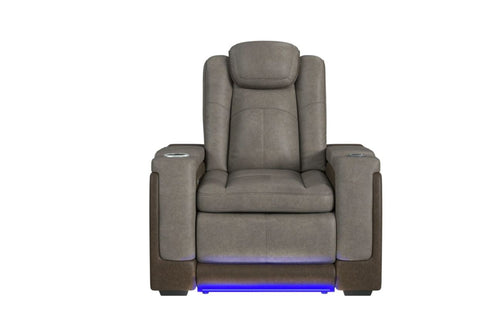 Lantana Rocky Grey/Brown Power Recliner w/ Power Headrest