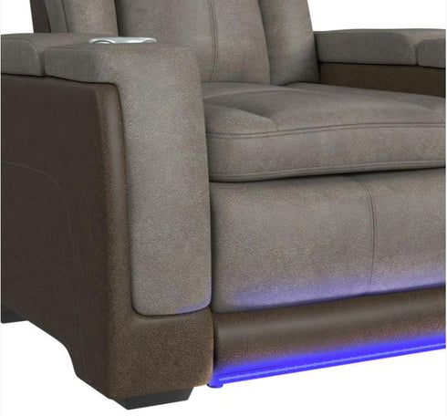 Lantana Rocky Grey/Brown Power Reclining Loveseat