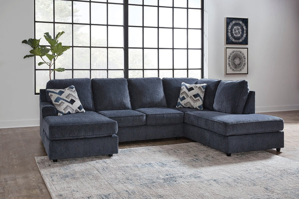 Albar Place Cobalt Double Chaise RAF Sectional - WCC Furniture & Mattress Center Lafayette & Lake Charles