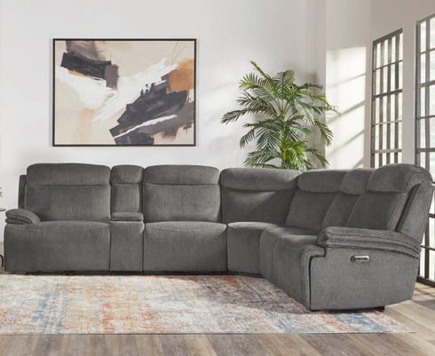 Aldo Airy Midnight 6 Piece Power Reclining Sectional - WCC Furniture & Mattress Center Lafayette & Lake Charles