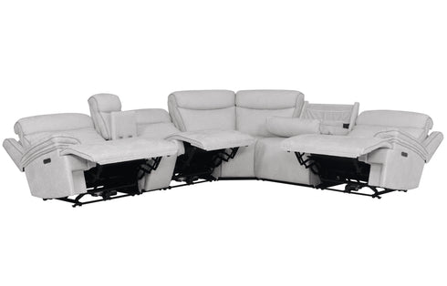 Aldo Airy Snow 6 Piece Power Reclining Sectional - WCC Furniture & Mattress Center Lafayette & Lake Charles