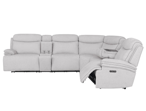 Aldo Airy Snow 6 Piece Power Reclining Sectional - WCC Furniture & Mattress Center Lafayette & Lake Charles