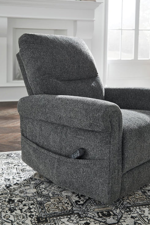 Aureta Charcoal Power Lift Recliner w/ Heat & Massage - WCC Furniture & Mattress Center Lafayette & Lake Charles