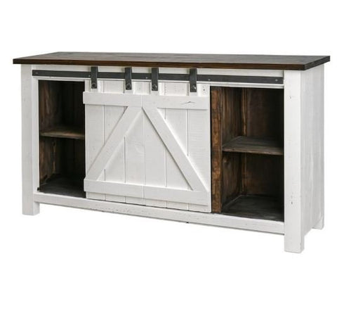 Barn Door TV Stand w/ Tobacco Top - WCC Furniture & Mattress Center Lafayette & Lake Charles