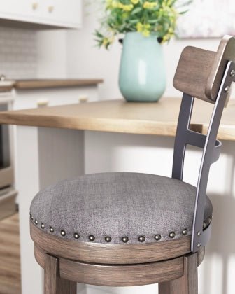Caitbrook Gray UPH Swivel Barstool (1 barstool) - WCC Furniture & Mattress Center Lafayette & Lake Charles