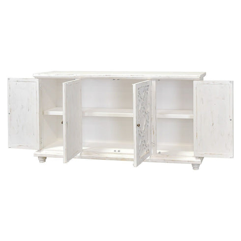 Calais Sierra White 72" 4 Door Curio Console - WCC Furniture & Mattress Center Lafayette & Lake Charles