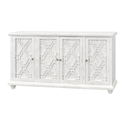 Calais Sierra White 72" 4 Door Curio Console - WCC Furniture & Mattress Center Lafayette & Lake Charles