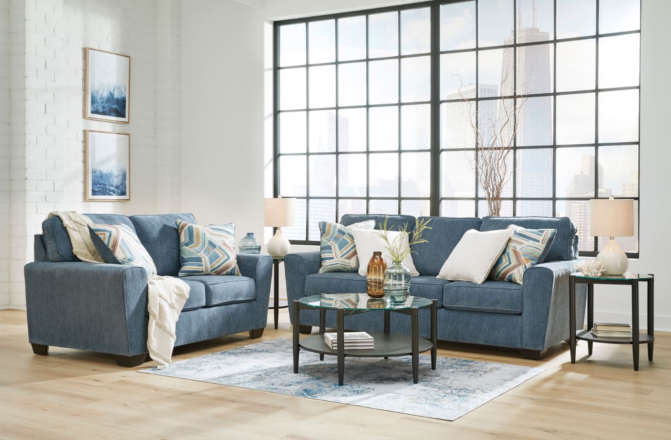 Cashton Blue Sofa & Loveseat